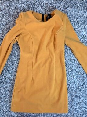 Long Sleeve Mustard Bodycon Dress
